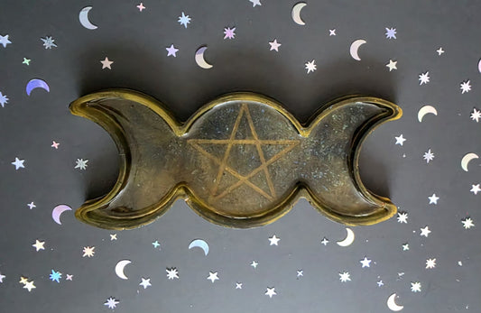 Gold and Black Witchy Moon Trinket Dish