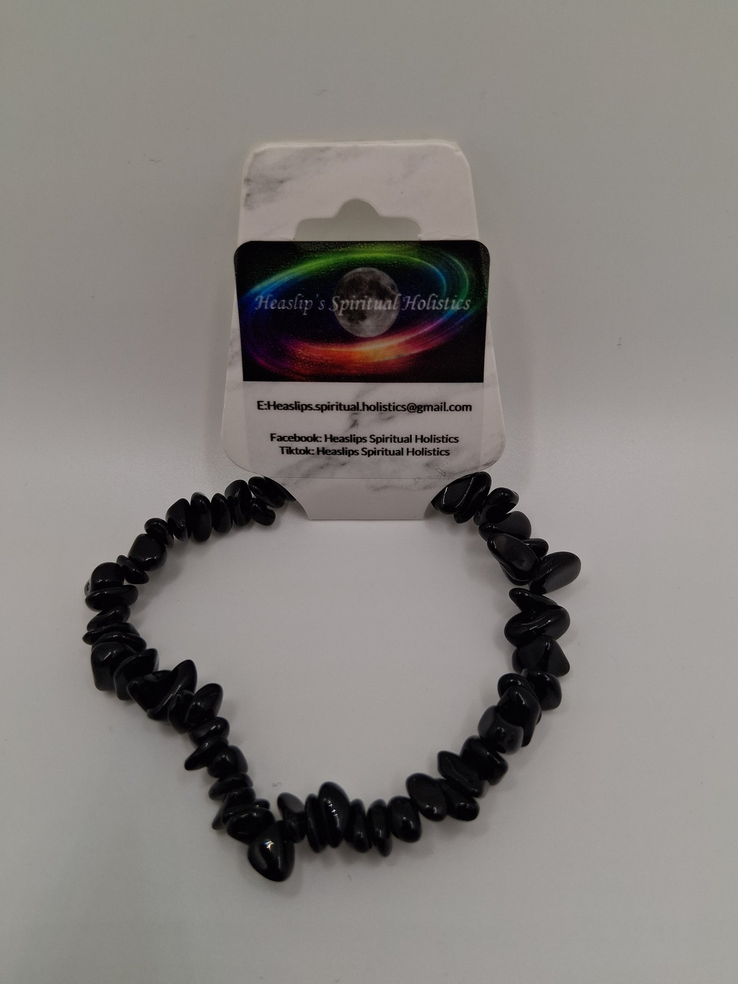 Obsidian crystal chip bracelet