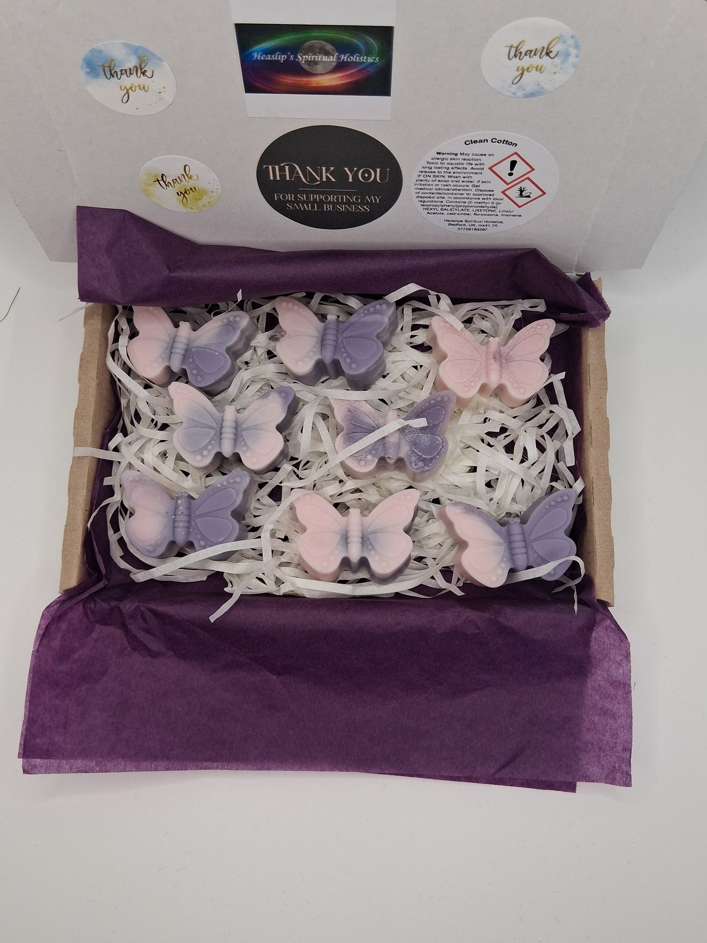 8 x marble coloured butterfly wax melts in fragrance Clean Cotton