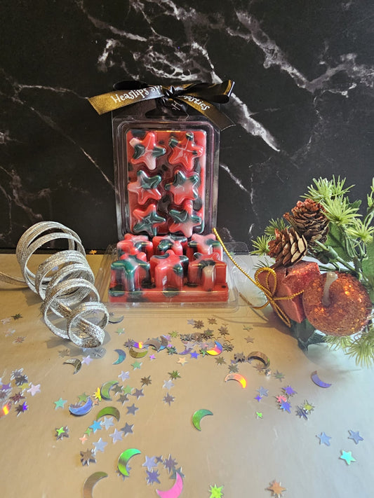 Star shaped wax melt clamshell Christmas themed in fragrance Candy Cane