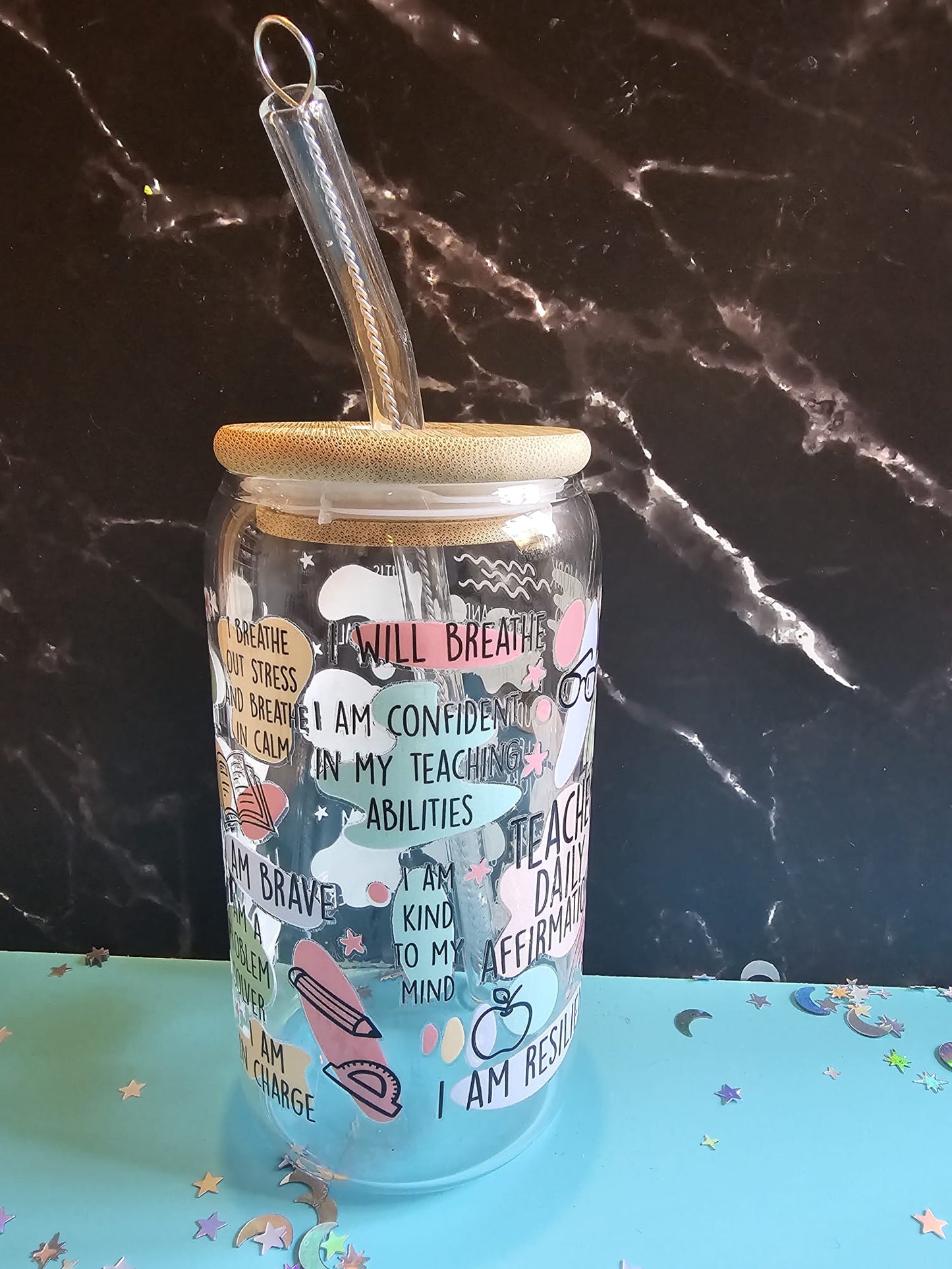 Teacher glass drinking tumbler gift