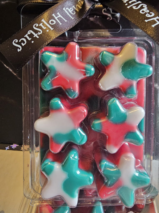 Star shaped wax melt clamshell Christmas themed in fragrance Spicy Mulled Wine
