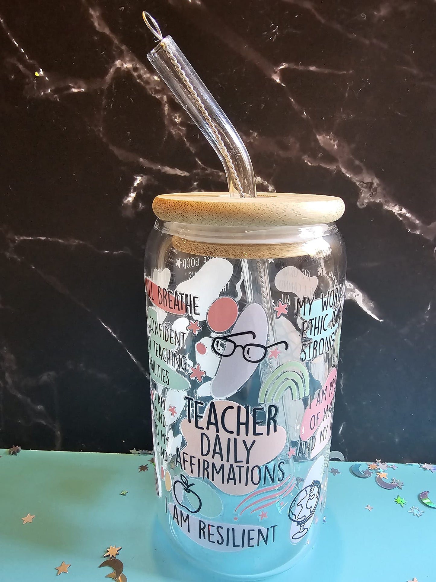 Teacher glass drinking tumbler gift