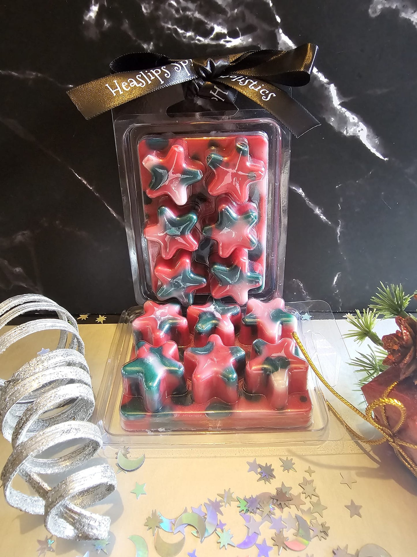 Star shaped wax melt clamshell Christmas themed in fragrance Candy Cane