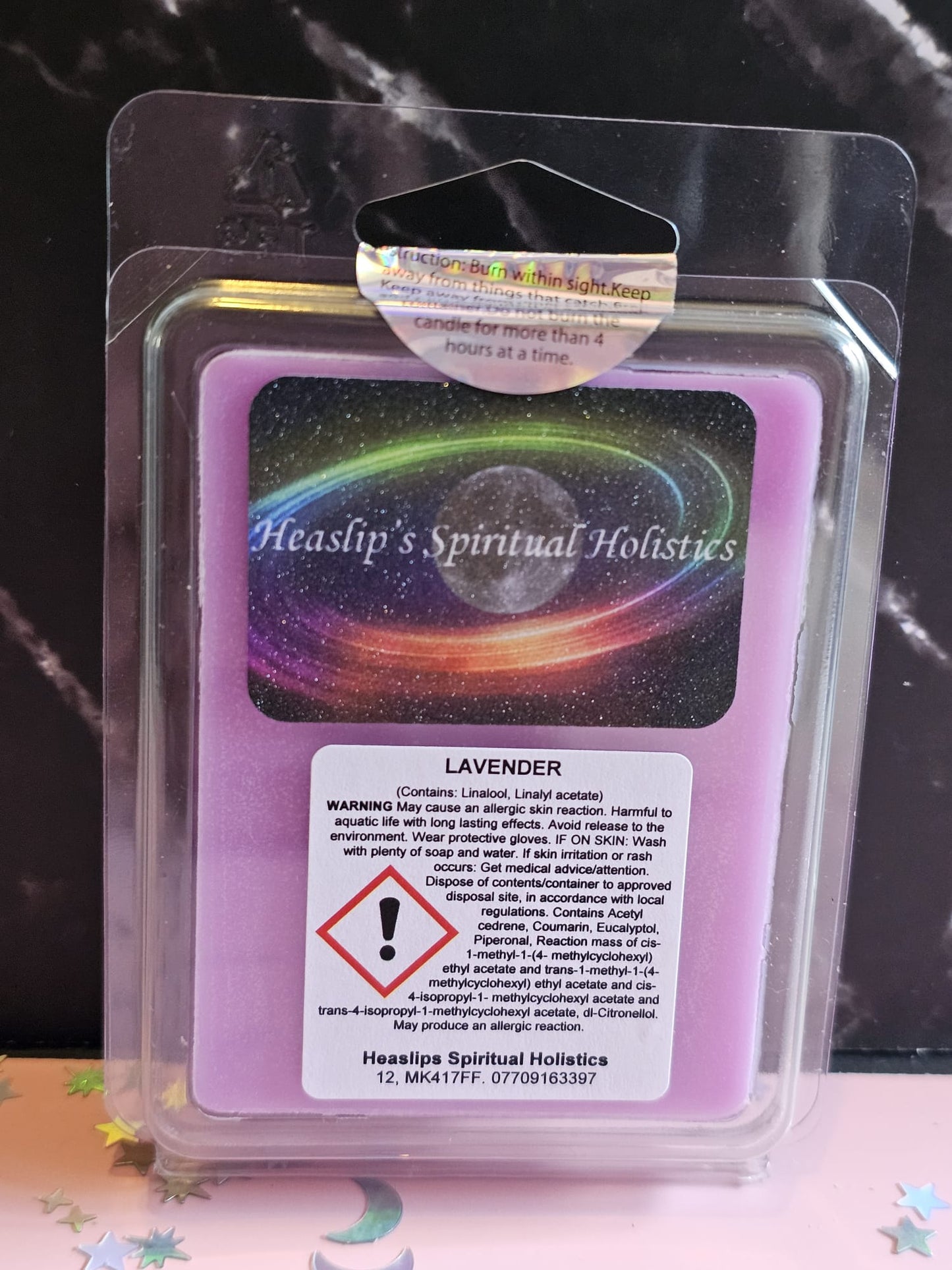 Lavender fragranced wax melt.