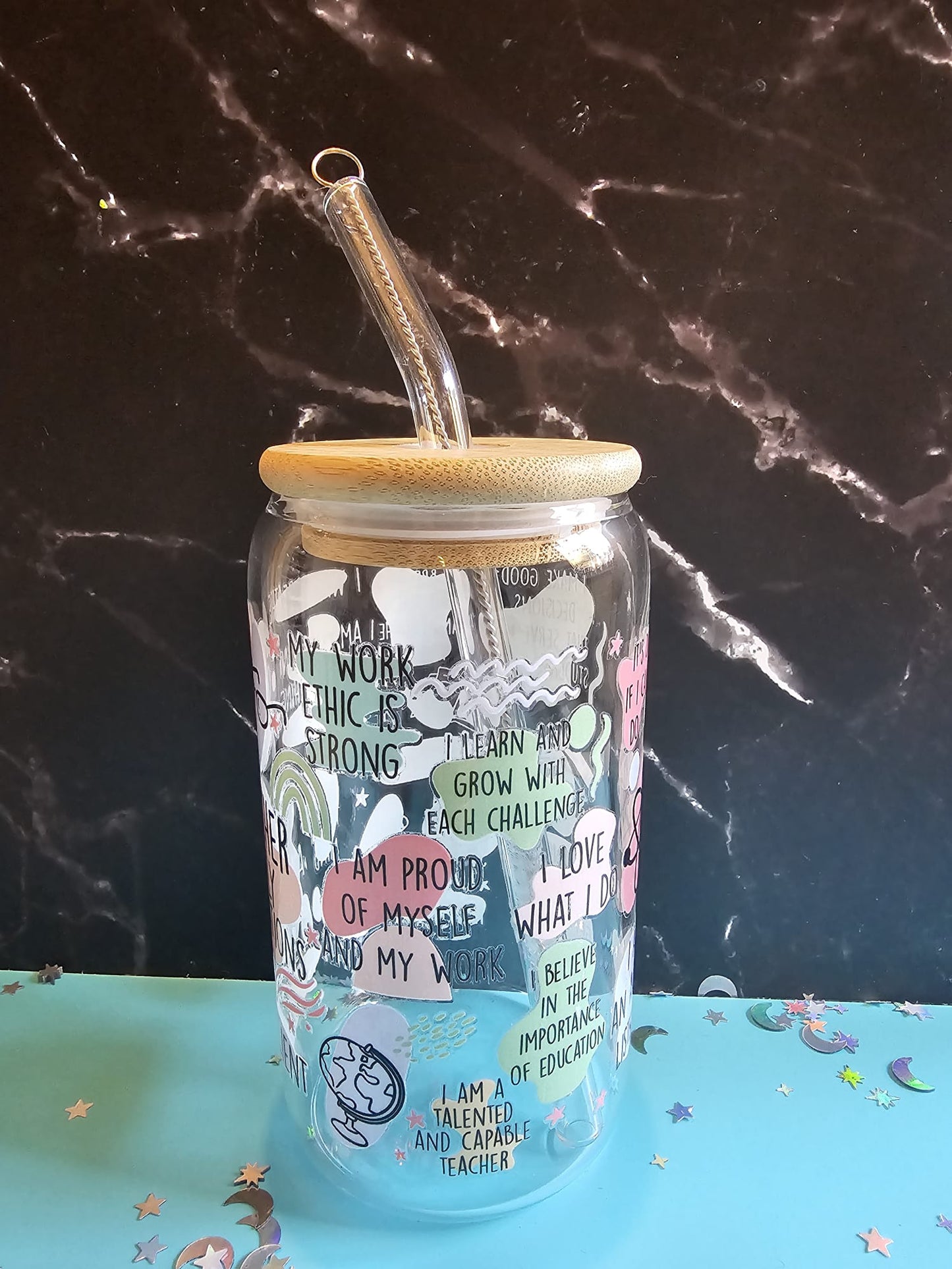 Teacher glass drinking tumbler gift