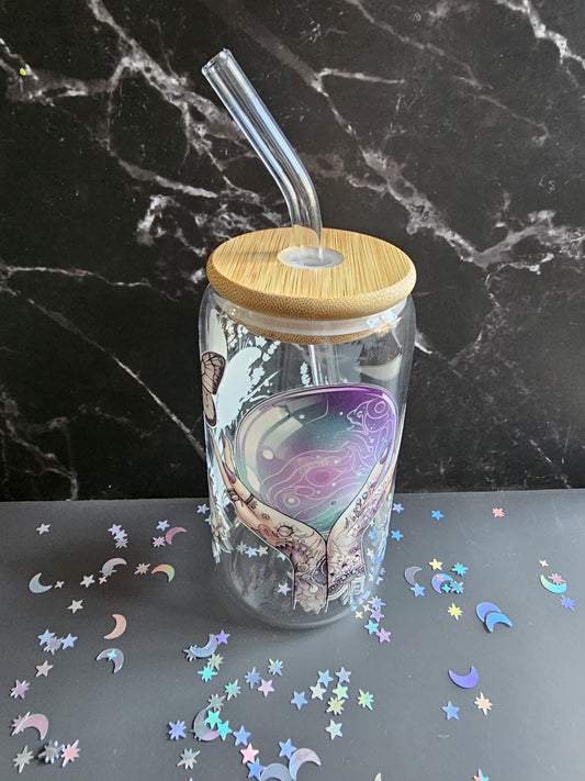 Crystal Ball in hands Tumbler Glass