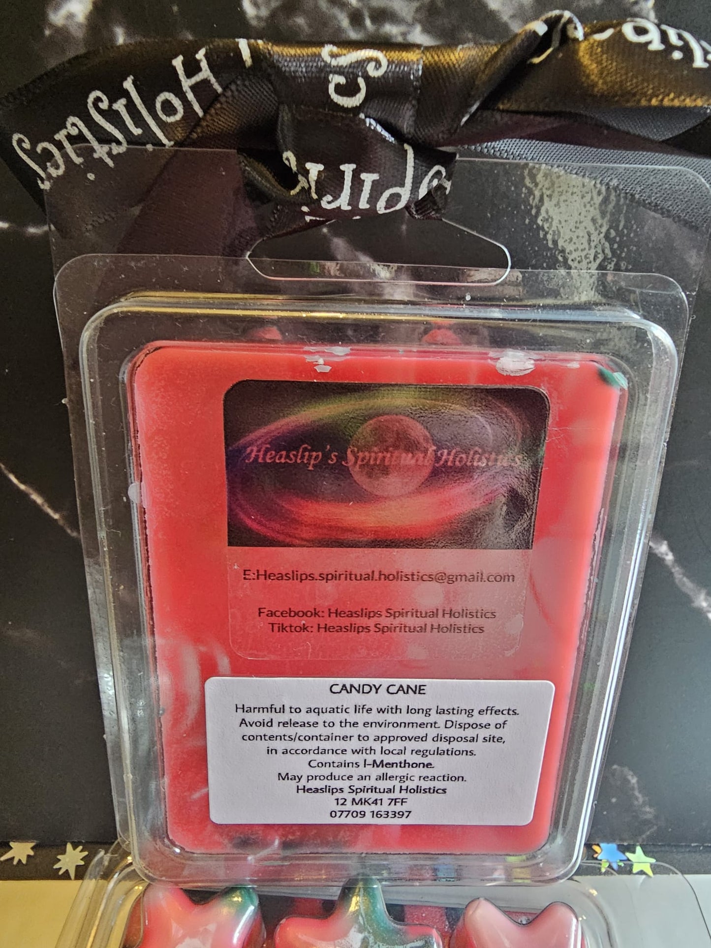 Star shaped wax melt clamshell Christmas themed in fragrance Candy Cane