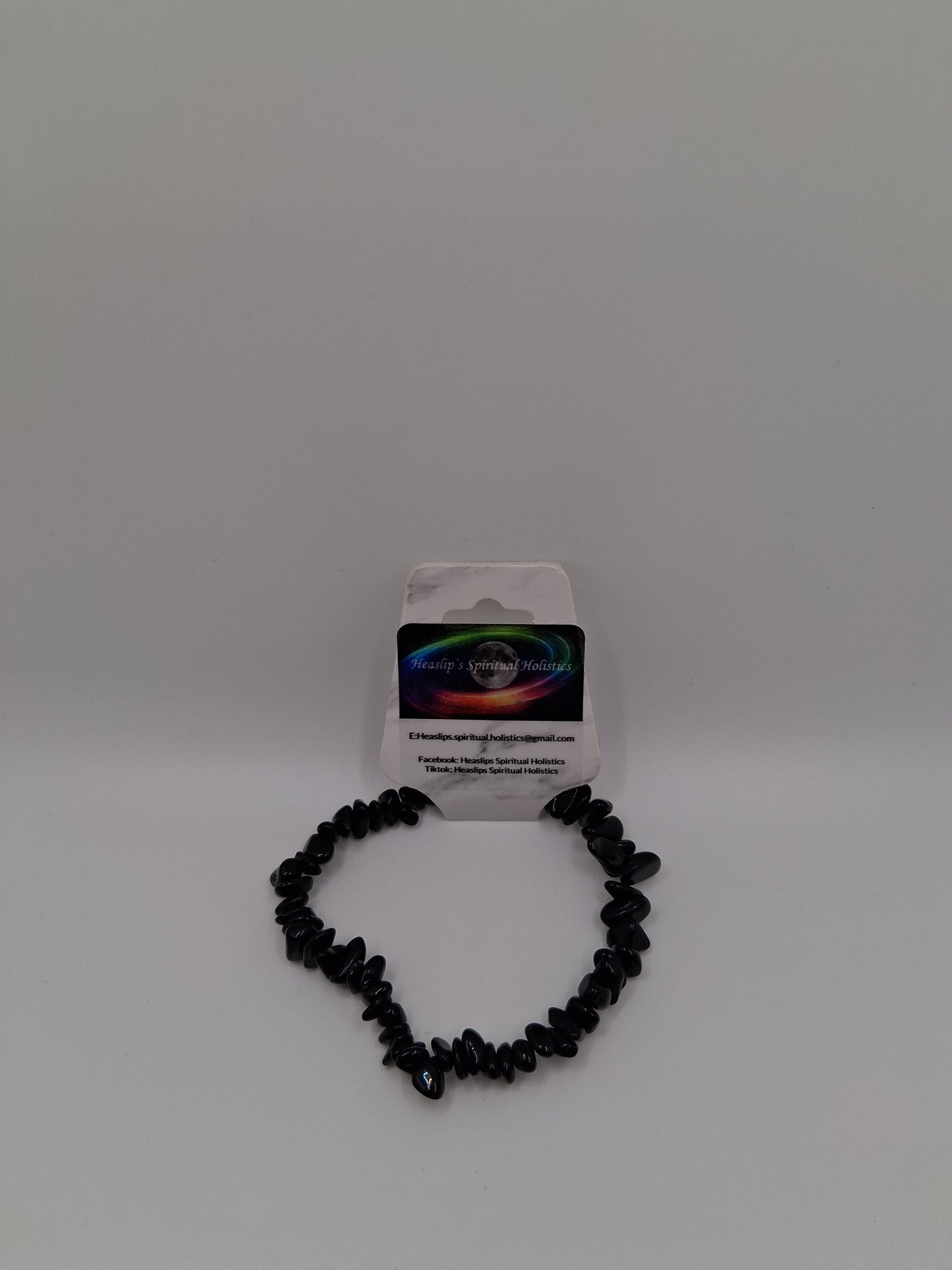 Obsidian crystal chip bracelet