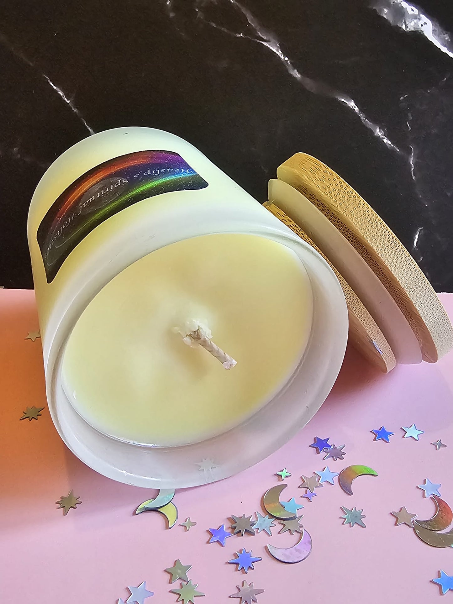 Citrusly Good fragranced candle.