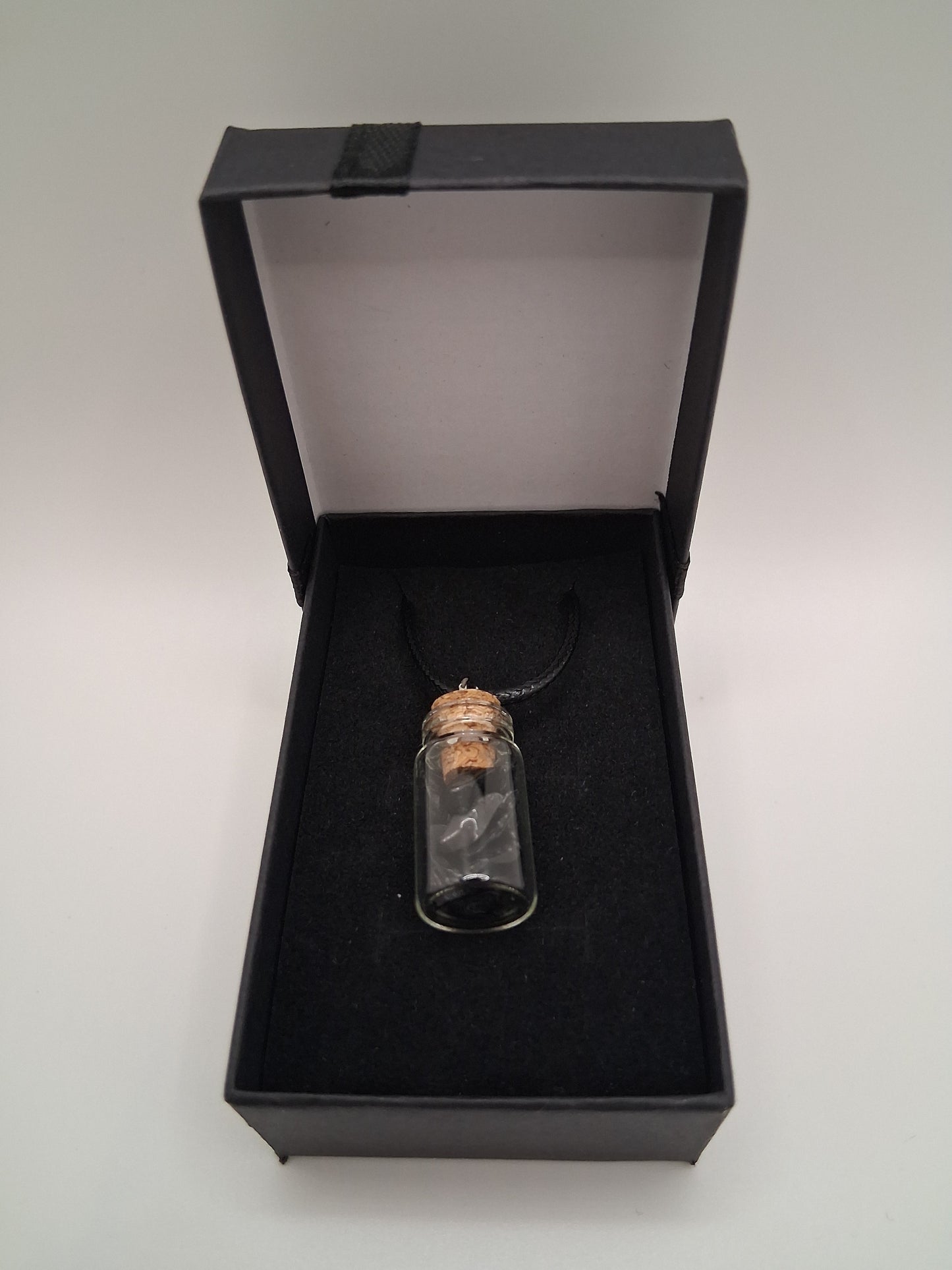 Obsidian chip bottle necklace