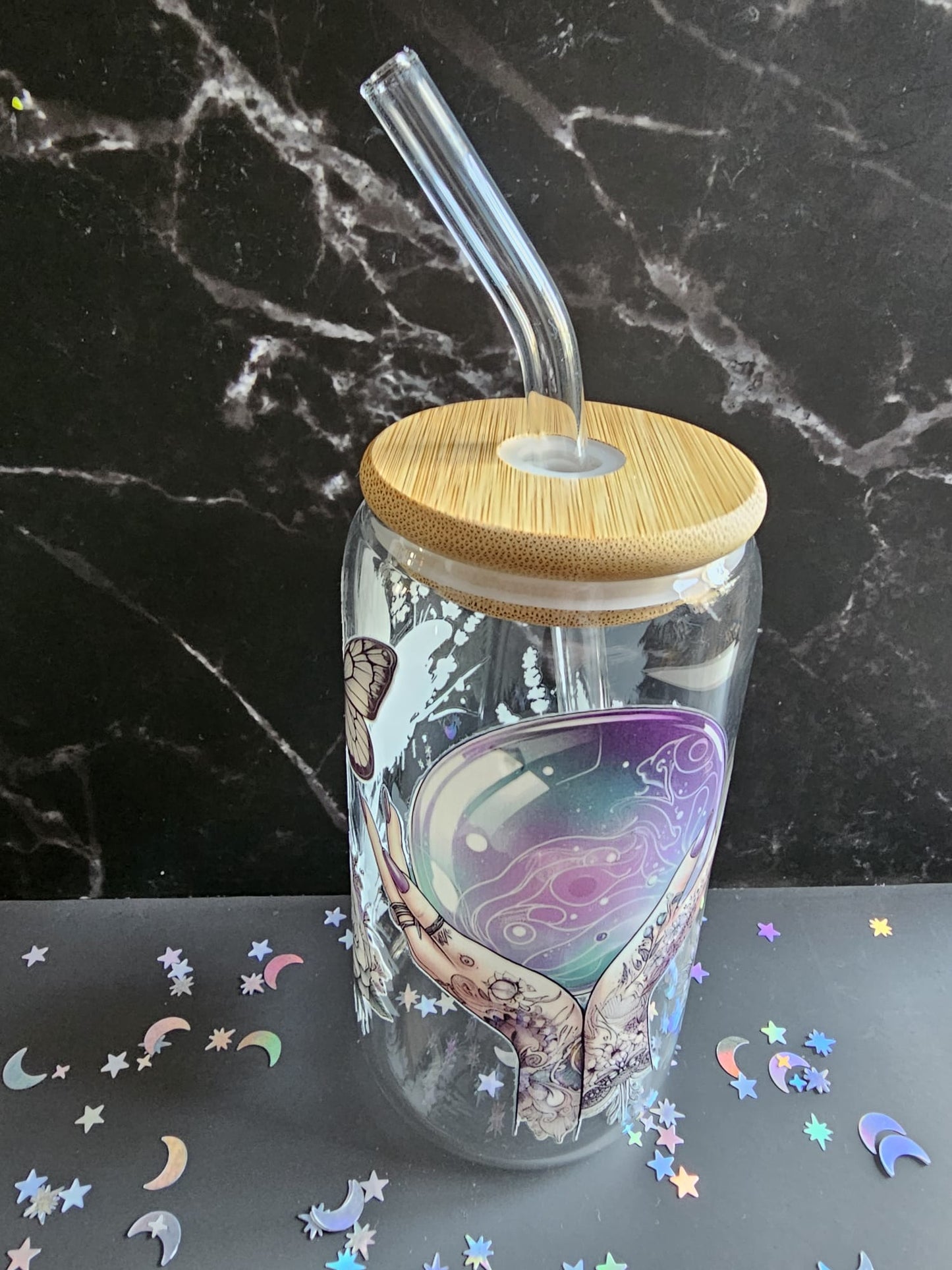 Crystal Ball in hands Tumbler Glass