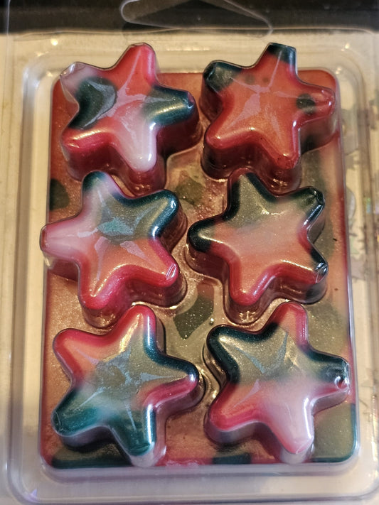 Star shaped wax melt clamshell Christmas themed in fragrance Candy Cane