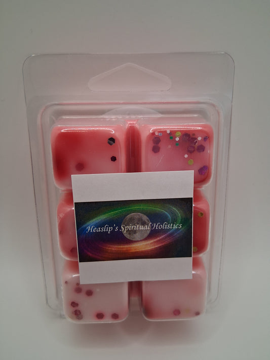 Strawberries & Cream scented 6 cavity clamshell wax melt.